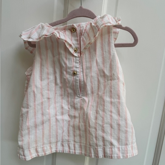 Janie and Jack 3T Pink and White Stripe Ruffled Short Sleeve Blouse - Picture 5 of 5